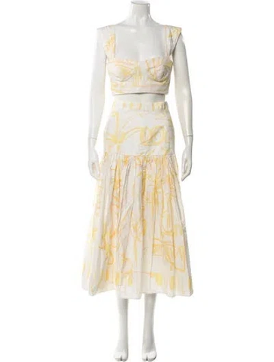 Pre-owned Palmier Striped Skirt Set In Yellow