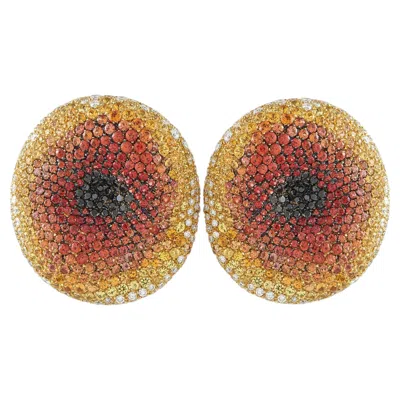 Pre-owned Palmiero 18k Yellow Gold 2.90ct Diamond And Sapphire Clip-on Earrings