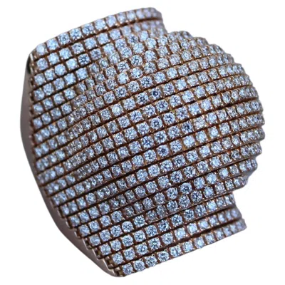 Pre-owned Palmiero Unique White Diamond Brilliant Pave 18 Karat Rose Gold Unique Dome Ring
