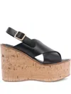 Paloma Barceló 110mm Crossover Slingback Wedge Sandals In Black