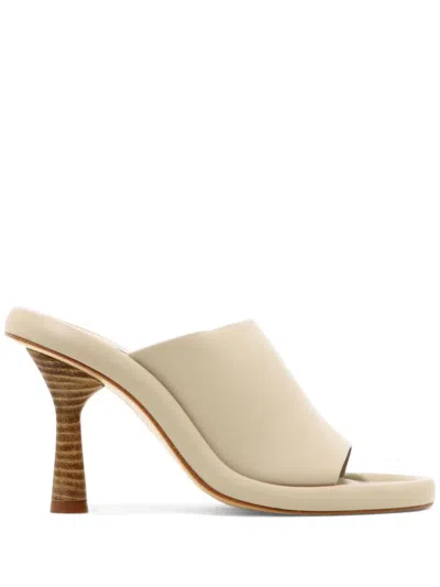 Paloma Barceló 110mm Wooden Heel Leather Mules In Gold