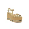 Paloma Barceló 24-1022 Beige Leather Lioba Wedge Sandals