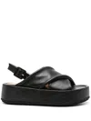 Paloma Barceló Leather Platform Sandals In Black  