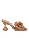 Paloma Barceló Akira Mules In Suede With Raffia Bow In Beis