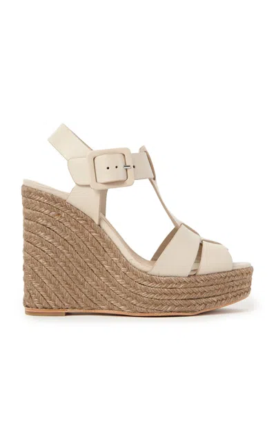 Paloma Barceló Alison Leather Wedges In Ivory