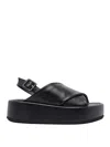 Paloma Barceló Leather Platform Sandals In Negro