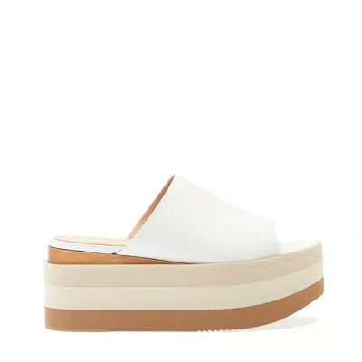 Paloma Barceló Cream Leather Wedge Slipper In White