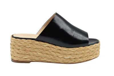 Paloma Barceló Elevated Espadrille Mules With Woven Platform And Open Toe Design In Black