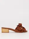 Paloma Barceló Suede Slide With Applied Flower In Leder