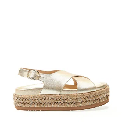 Paloma Barceló Gold Cord Wedge Sandal In Neutrals