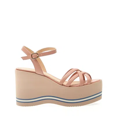 Paloma Barceló High Wedge Sandal With Pink Leather Straps