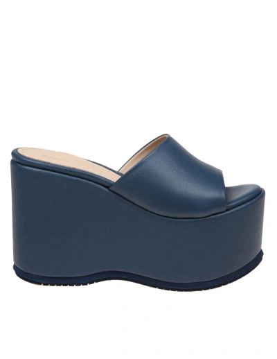 Paloma Barceló Hyana Mules In Blue Leather In Indigo