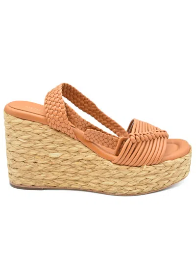 Paloma Barceló Ochre Leather Sandals In Orange