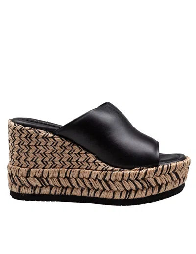 Paloma Barceló Paloma Alide Sandal In Leather With Rope Wedge In Black