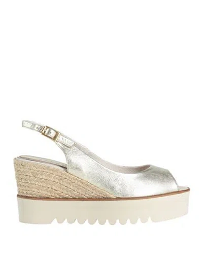 Paloma Barceló Palomitas By  Woman Espadrilles Platinum Size 8 Leather In Metallic