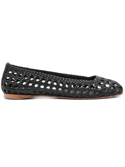 Paloma Barceló Shell Nappa Black Ballet Flats