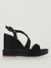 Paloma Barceló Wedge Leather Sandals With Buckled Closure In Black