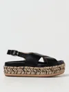 Paloma Barceló Raffia Wedge Sandal Cross Black In Black