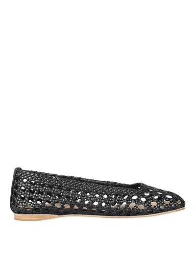 Paloma Barceló Woven Leather Flats In Black