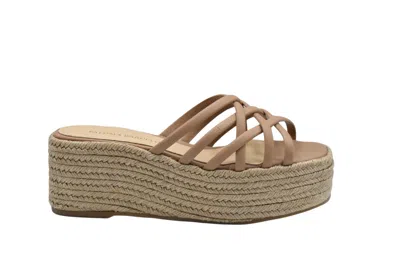 Paloma Barceló Woven Platform Slide Sandals With Strappy Design And Espadrille Sole In Brown