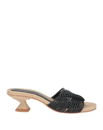 Paloma Barceló Ada Woman Sandals Black Size 8 Leather In Animal Print