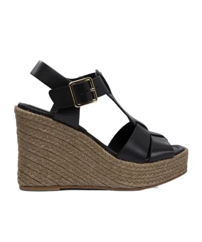 Paloma Barceló Alison Wedge Sandals In Black