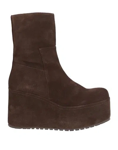 PALOMA BARCELÓ PALOMA BARCELÓ BARTA WOMAN ANKLE BOOTS DARK BROWN SIZE 9.5 LEATHER