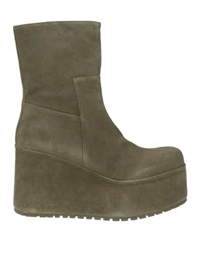Paloma Barceló Barta Woman Ankle Boots Military Green Size 9 Leather In Multi