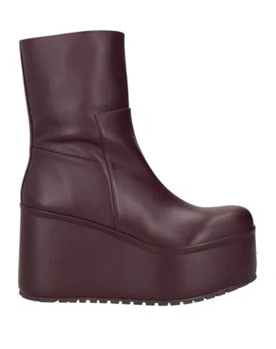 Paloma Barceló Barta Woman Ankle Boots Plum Size 8 Leather In Purple