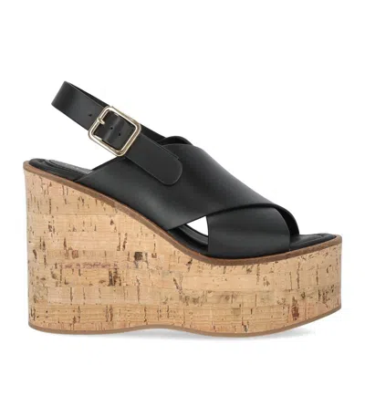 Paloma Barceló Begonia Black Wedge Sandal
