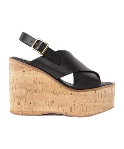 Paloma Barceló Begonia Wedge Sandals In Black