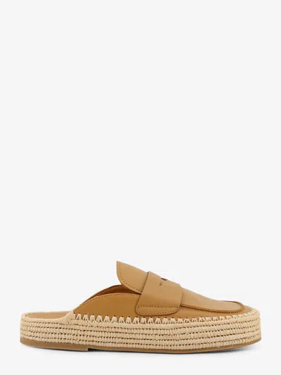 Paloma Barcelo’ Belinda Leather And Raffia Sandals In Yellow