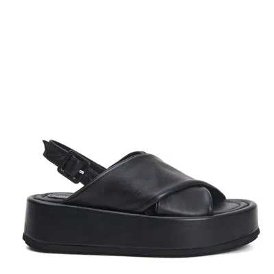 PALOMA BARCELÓ PALOMA BARCELÓ BLACK LEATHER CROSSOVER WEDGE