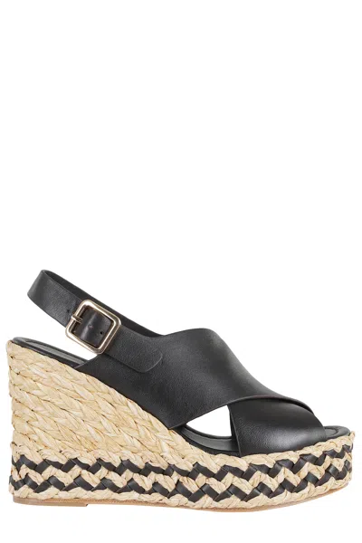 Paloma Barceló Black Oda Buckled Leather Sandals In Animal Print