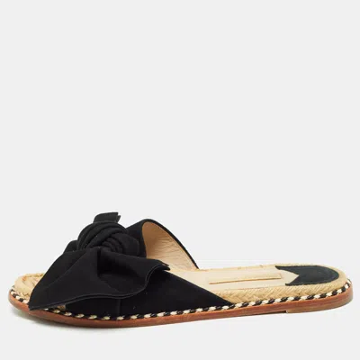 Paloma Barceló Black Suede Geranio Knotted Flat Slides