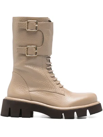 Paloma Barceló Buckle-detail Boots In Neutral