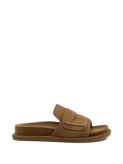 Paloma Barceló Caliope Suede Flat Sandals In Brown