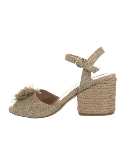 Pre-owned Paloma Barceló Canvas Fringe Trim Accent Espadrilles In Neutral