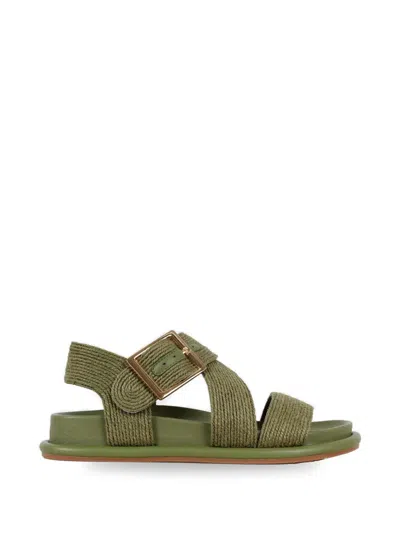 Paloma Barceló Catalina Cordela Rope-texture Sandals In Green