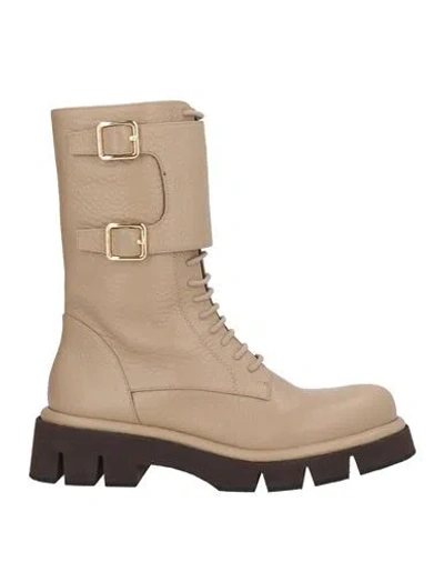 Paloma Barceló Comba Woman Ankle Boots Beige Size 9 Leather In Brown