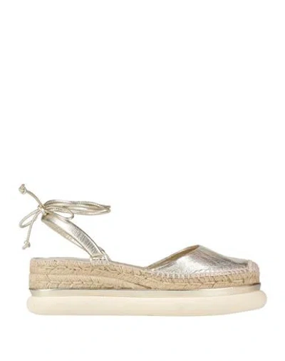 Paloma Barceló Dana Woman Espadrilles Platinum Size 10 Leather In Multi