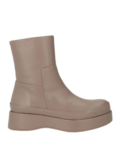 Paloma Barceló Danube Woman Ankle Boots Taupe Size 6 Leather In Gray