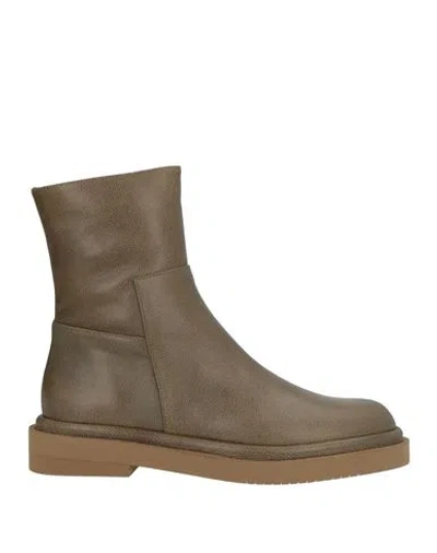 Paloma Barceló Earla Woman Ankle Boots Khaki Size 10 Leather In Multi