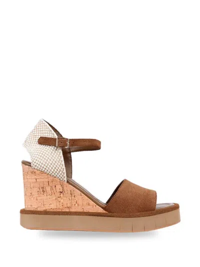Paloma Barceló Eileen Suede Wedge Sandals In Brown