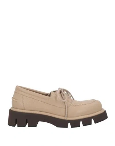 Paloma Barceló Elba Woman Lace-up Shoes Beige Size 8 Leather In Brown