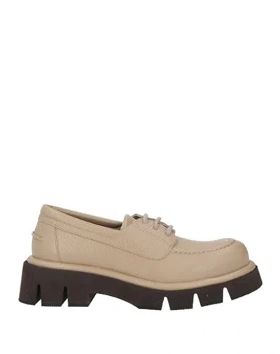 Paloma Barceló Elba Woman Lace-up Shoes Beige Size 8 Leather In Neutral