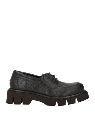 Paloma Barceló Elba Woman Lace-up Shoes Dark Brown Size 6 Leather In Black