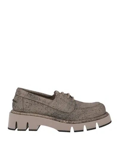 Paloma Barceló Elba Woman Lace-up Shoes Taupe Size 8 Leather In Multi