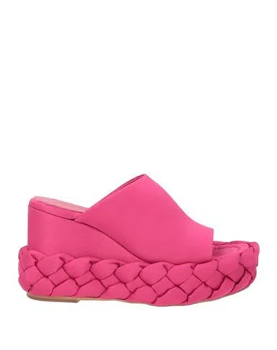 Paloma Barceló Elma Woman Sandals Magenta Size 7 Textile Fibers In Multi