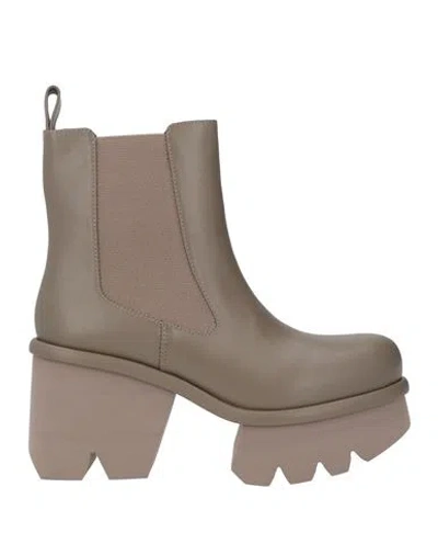 Paloma Barceló Elvia Woman Ankle Boots Taupe Size 8 Leather, Elastic Fibres In Brown